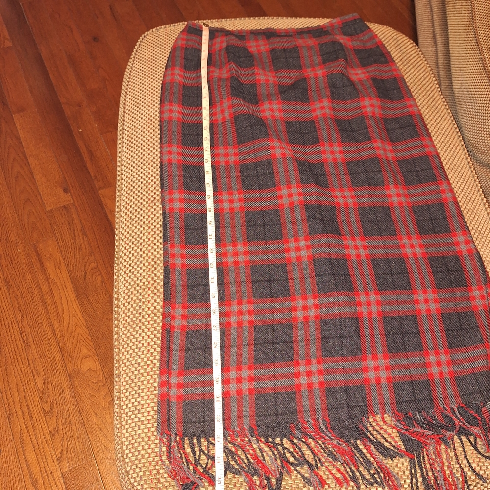Requirements Red and Black Plaid Midi Pencil Scarf Fringe Skirt-Bundle 3/$15 - Picture 5 of 9